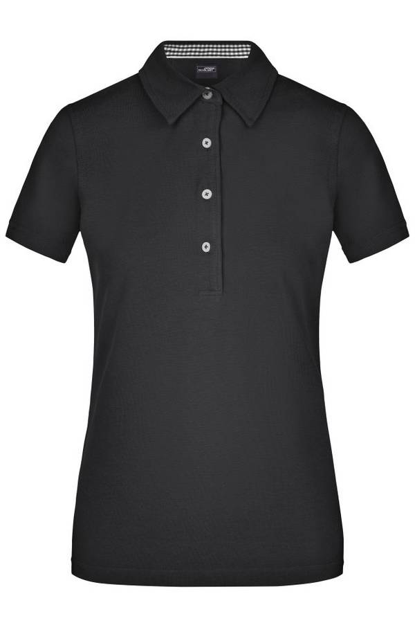 Ladies' Plain Polo Polo mit konfektioniertem Kragen schwarz/weiß, Gr. L