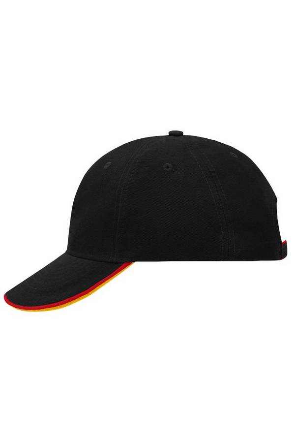 6 Panel Double Sandwich Cap 6 Panel Cap mit doppeltem Sandwich schwarz/rot/gelb, Gr. one size