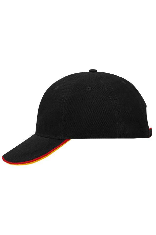 6 Panel Double Sandwich Cap 6 Panel Cap mit doppeltem Sandwich schwarz/rot/gelb, Gr. one size-0