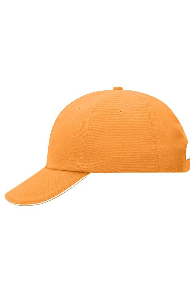 6 Panel Raver Sandwich Cap Klassisches Allround-Cap mit kontrastfarbigem Sandwich weiß/orange, Gr. one size-0