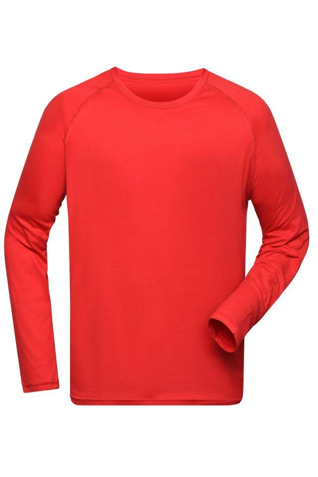 Men's Sports Shirt Long-Sleeved Langarm Funktionsshirt aus recyceltem Polyester für Sport und Fitness rot, Gr. XXL-0