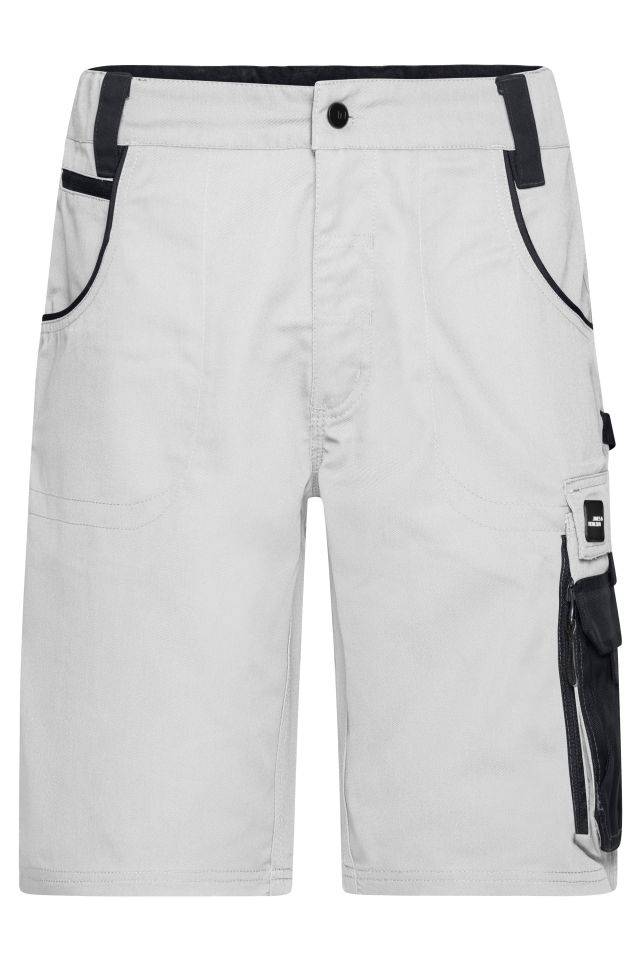 Workwear Bermudas - STRONG - Spezialisierte Arbeitsshorts mit funktionellen Details weiß/grau, Gr. 62