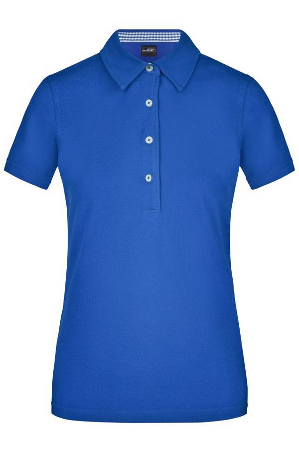 Ladies' Plain Polo Polo mit konfektioniertem Kragen blau/weiß, Gr. L