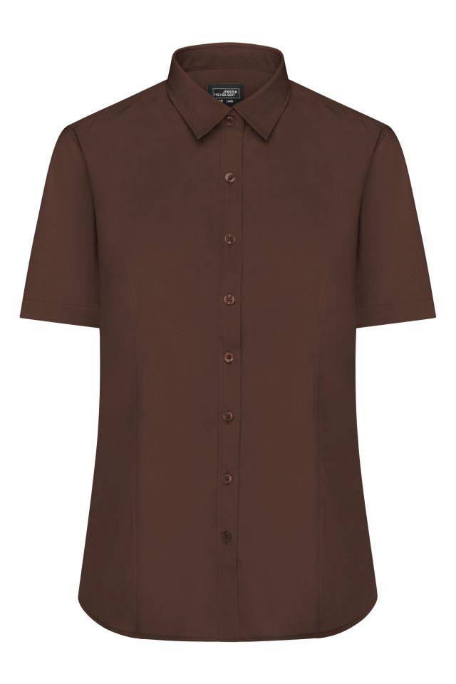 Ladies' Shirt Shortsleeve Poplin Klassisches Shirt aus pflegeleichtem Mischgewebe braun, Gr. M-0