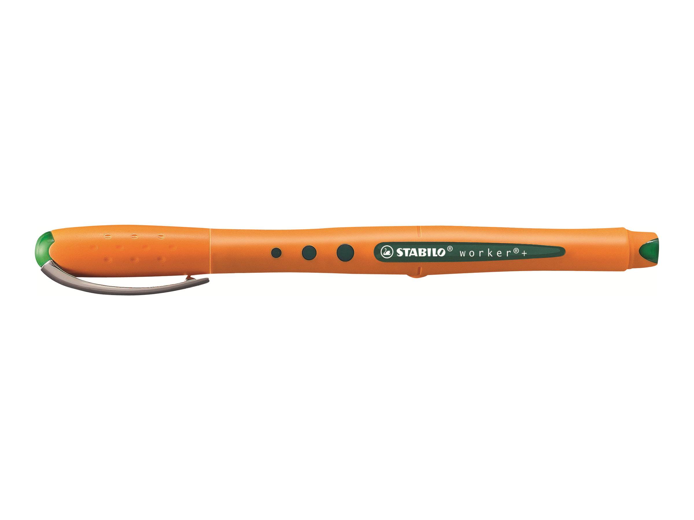 STABILO worker - Tintenroller - Schwarz, Rot, Blau, Grün - wasserbasierte Tinte - 0.3 mm - fein (Packung mit 4)
