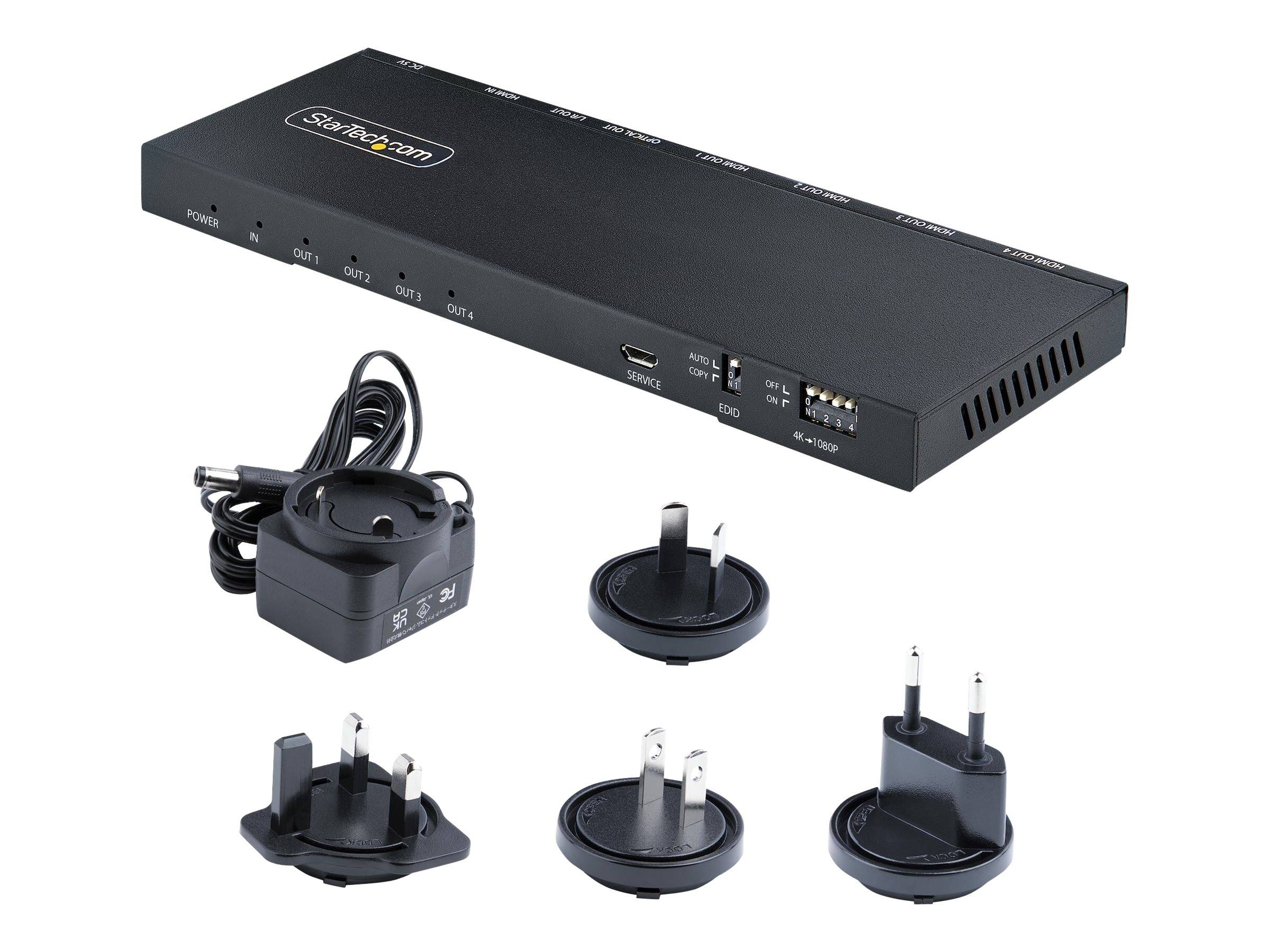 StarTech.com 4-Port HDMI Splitter, 4K 60Hz HDMI 2.0 Video, 1 In 4 Out HDMI Splitter, 4K HDMI Splitter w/Built-in Scaler,-0