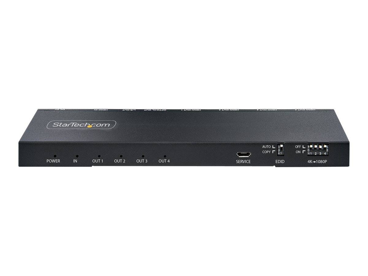 StarTech.com 4-Port HDMI Splitter, 4K 60Hz HDMI 2.0 Video, 1 In 4 Out HDMI Splitter, 4K HDMI Splitter w/Built-in Scaler,-1