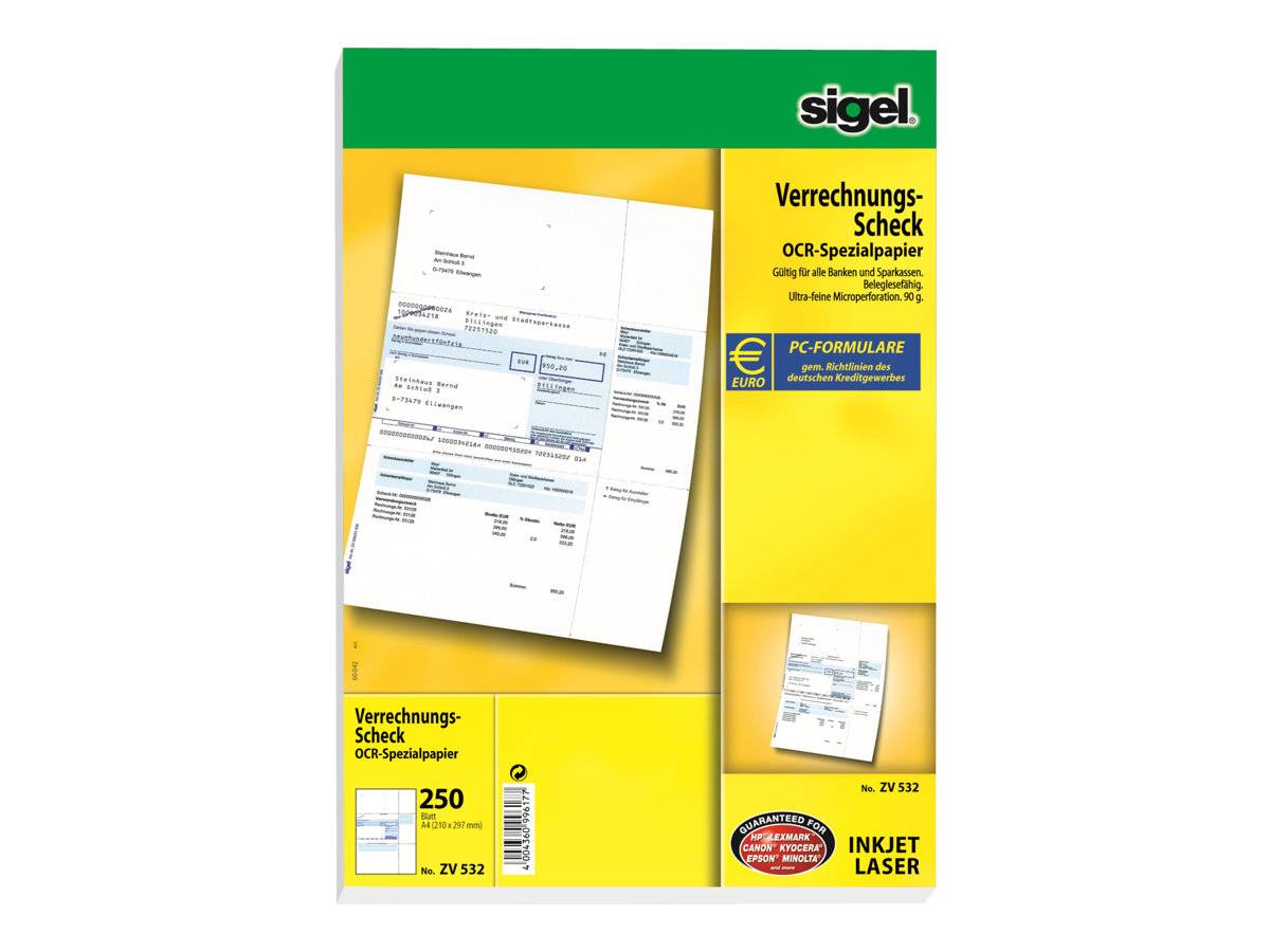 sigel Bankformular "PC-Sepa-Verrechnungs-Scheck", A4-2