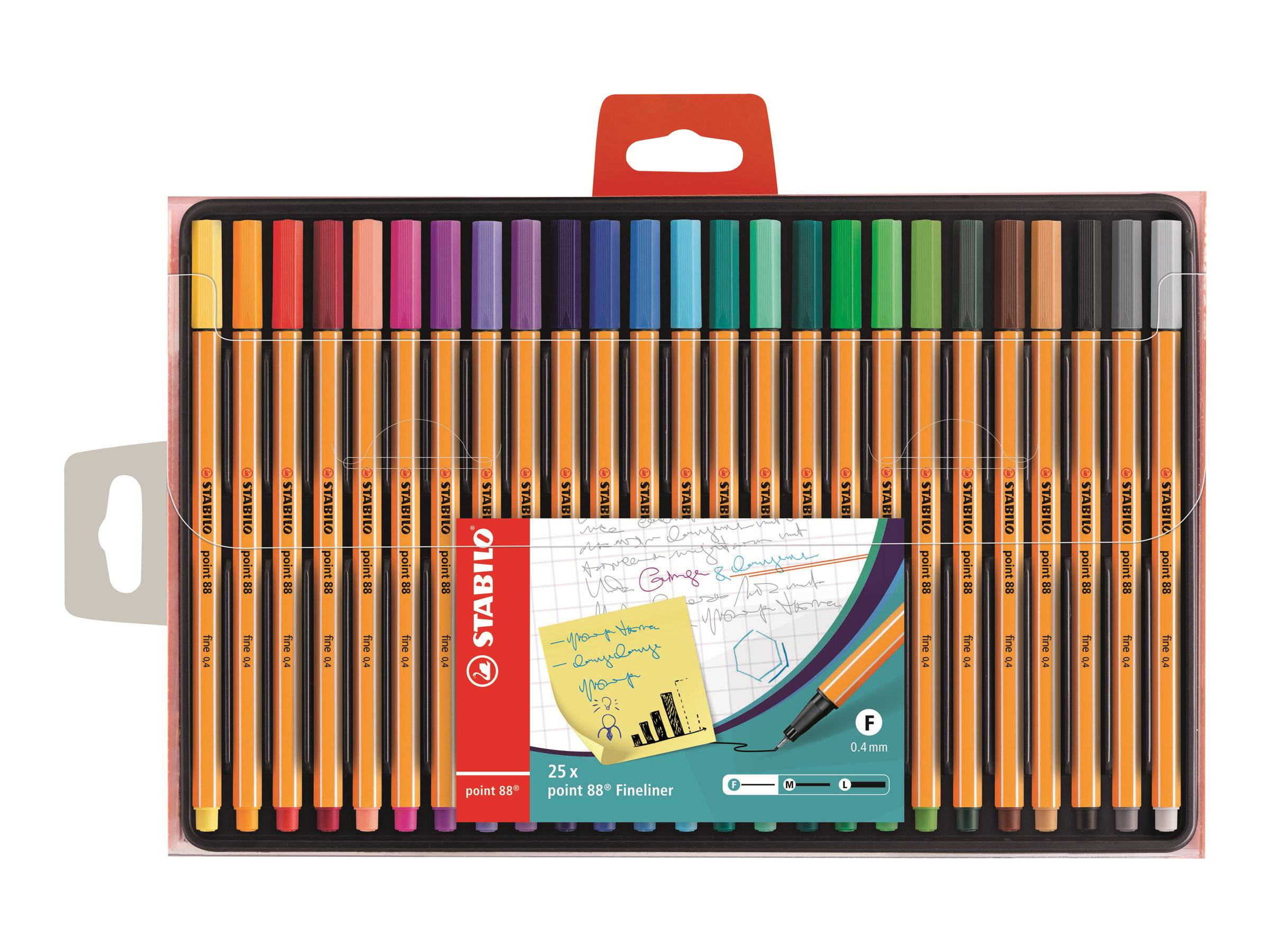 STABILO point 88 - Fineliner - gemischte Farben - 0.4 mm - fein (Packung mit 25)-0