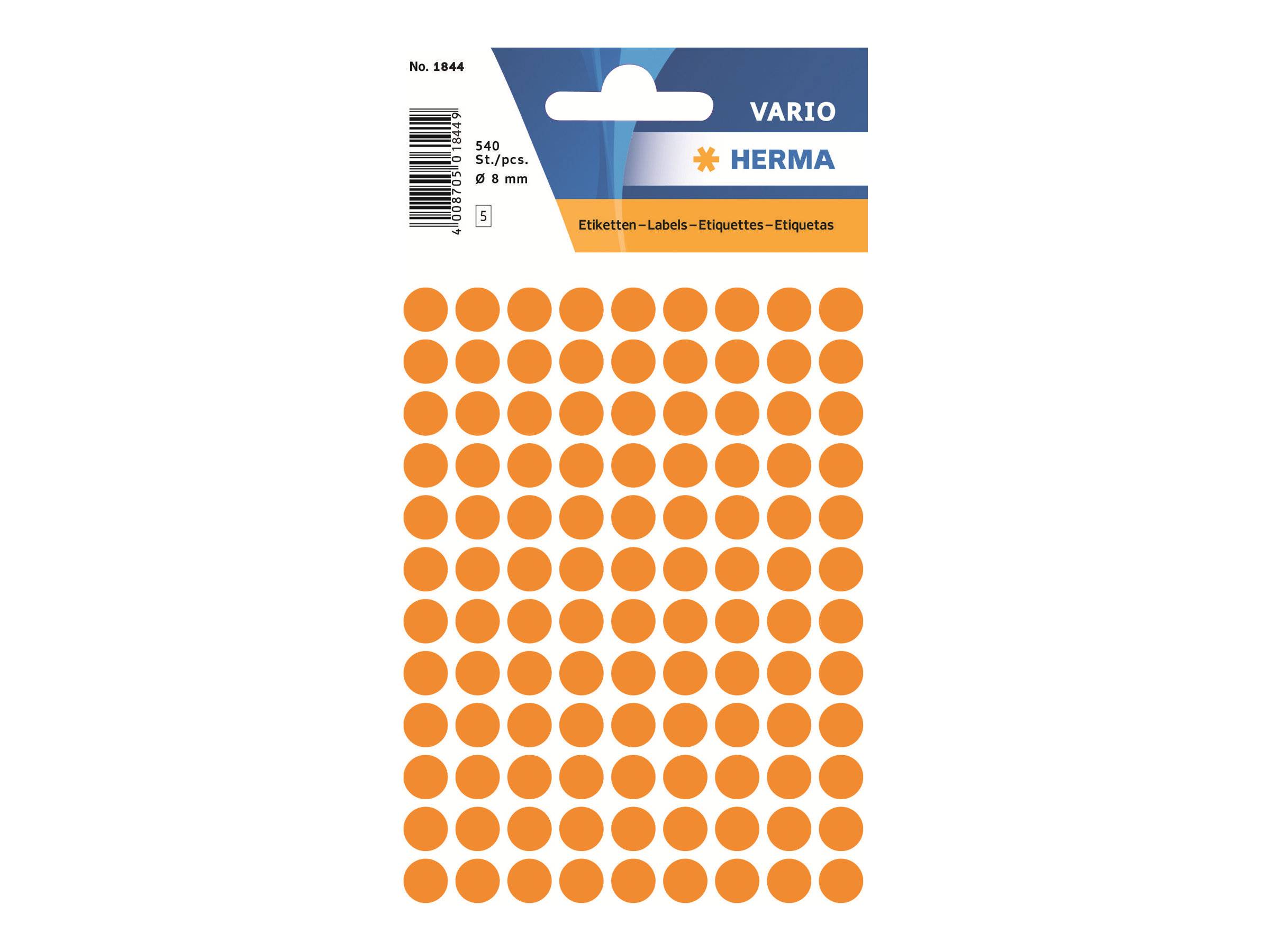 HERMA - Papier - selbstklebend - Luminous Orange - 8 mm rund 540 Etikett(en) (5 Bogen x 108)-0