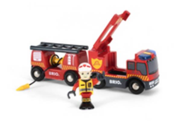 BRIO - Feuerwehr-Leiterfahrzeug mit Licht & Sound, Zug, Rescue, 0,3 Jahr(e), LR44, Schwarz, Rot