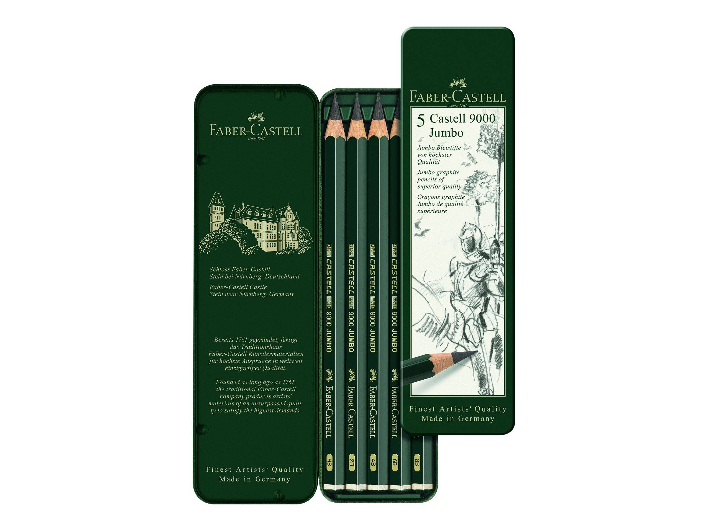 Faber-Castell Jumbo Castell 9000 - Bleistift - Grafit - 2B, 4B, 6B, 8B, HB - 5.3 mm (Packung mit 5)-0