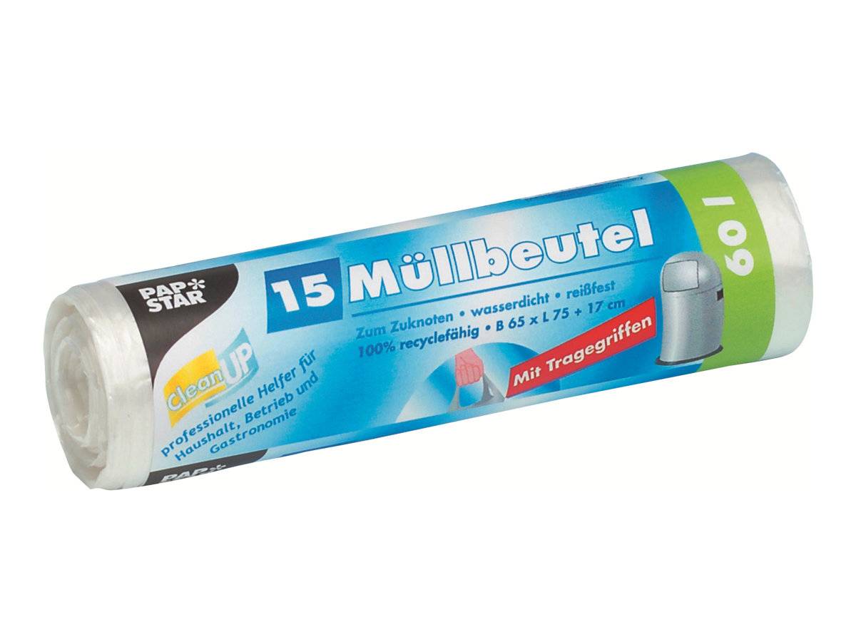 PAPSTAR - Müllbeutel - 60 L - Griffe - Polyethylen hoher Dichte (HDPE)