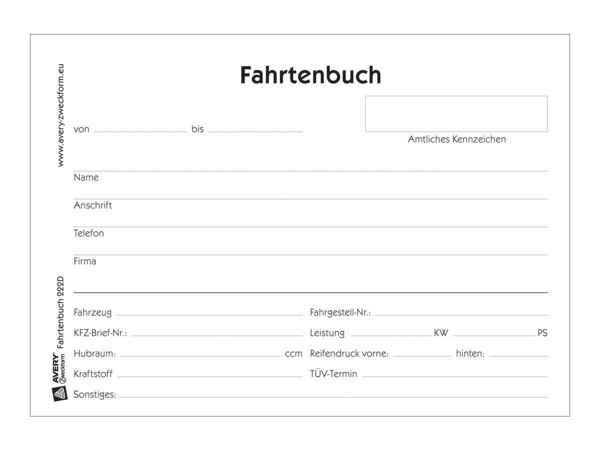 Avery Zweckform - Fahrtenbuch - 48 Blatt - A6-1