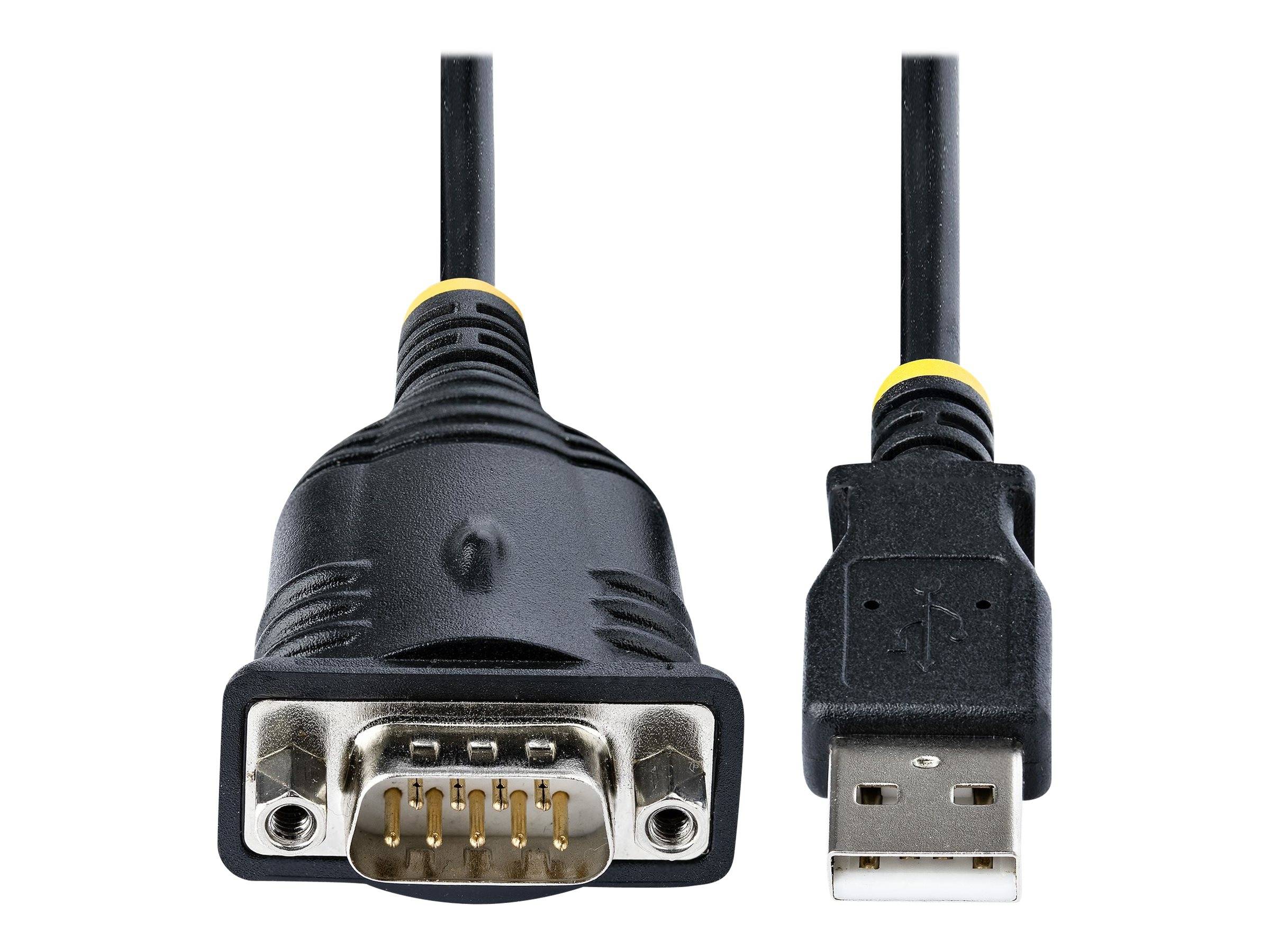 StarTech.com 3ft (1m) USB to Serial Cable, DB9 Male RS232 to USB Converter, USB to Serial Adapter for PLC/Printer/Scanne-3