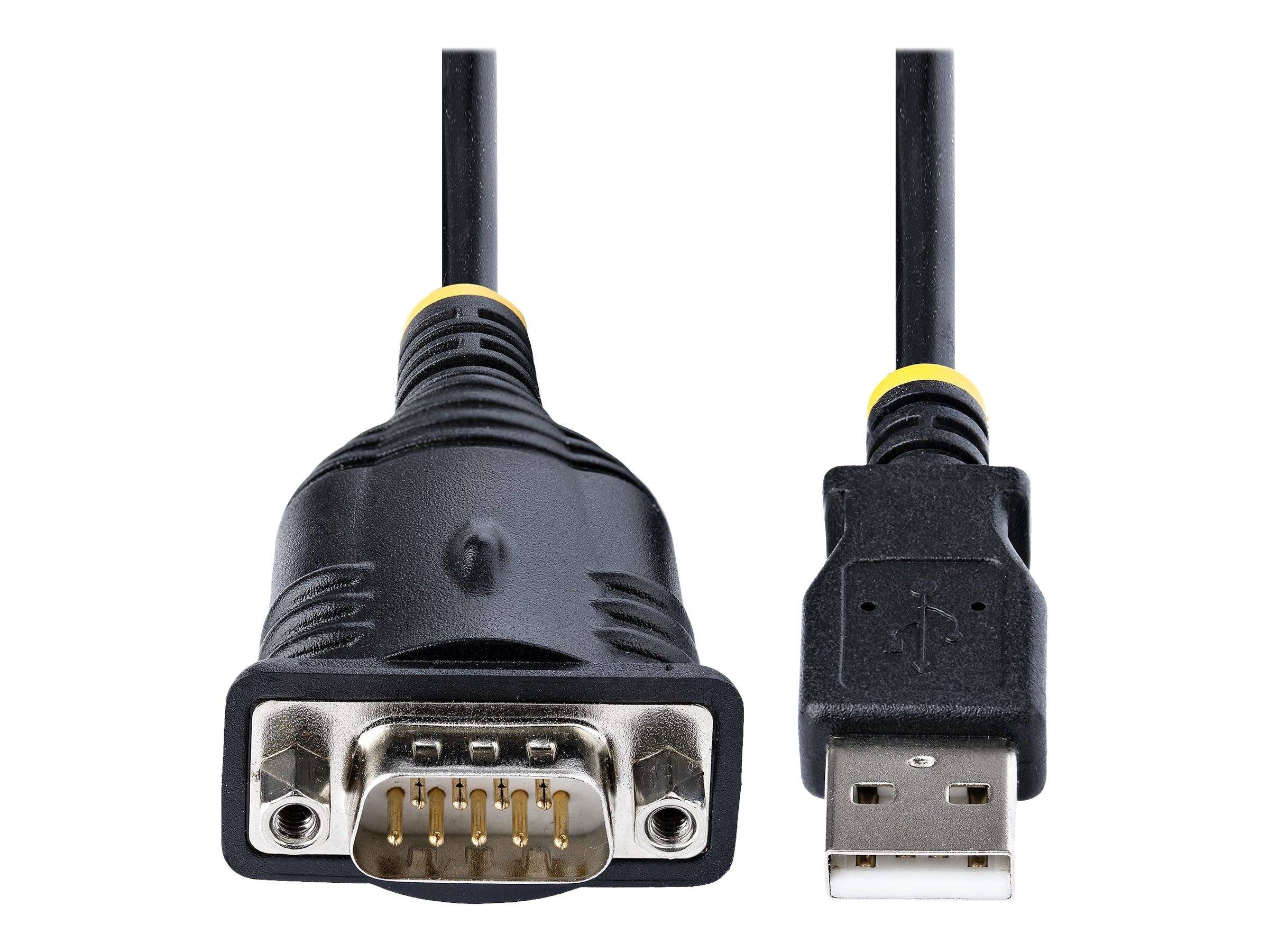 StarTech.com 3ft (1m) USB to Serial Cable, DB9 Male RS232 to USB Converter, USB to Serial Adapter for PLC/Printer/Scanne-4