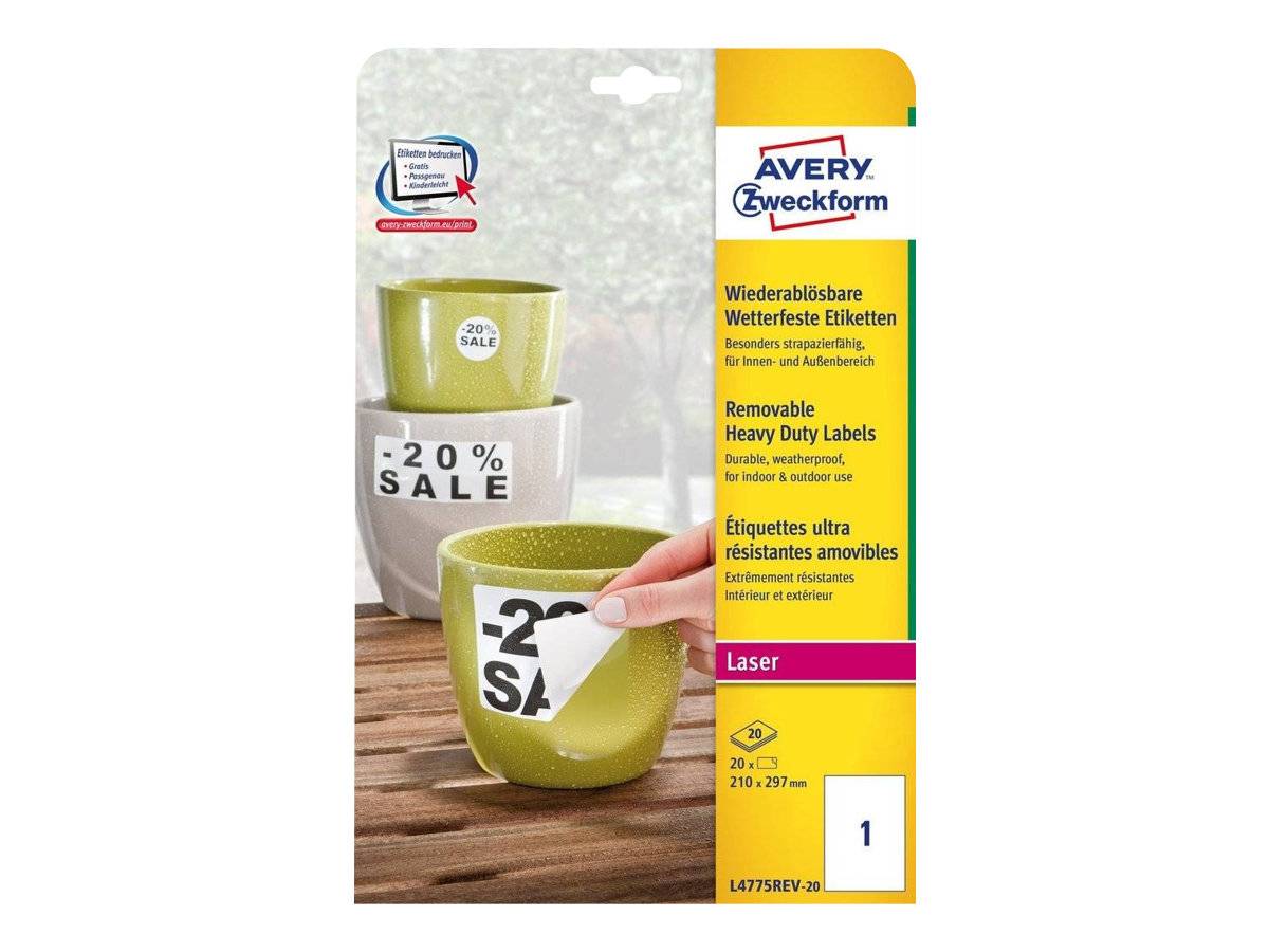 Avery Zweckform L4775REV - Polyester - matt - selbstklebend, entfernbarer Klebstoff - weiß - A4 (210 x 297 mm)-2