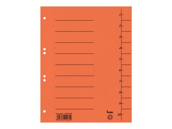 ESSELTE LEITZ - bene - Trennelement - vorgedruckt: 1-10 - für A4 - orange (Packung mit 100)