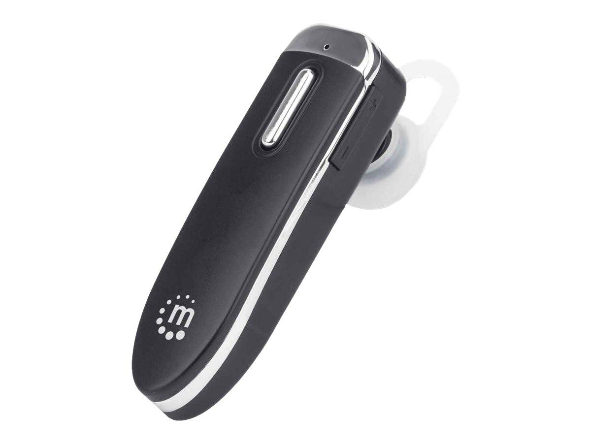 Manhattan Single Ear Bluetooth Headset (Clearance Pricing), Omnidirectional Mic, Integrated Controls, Black, 10 hour usa-0