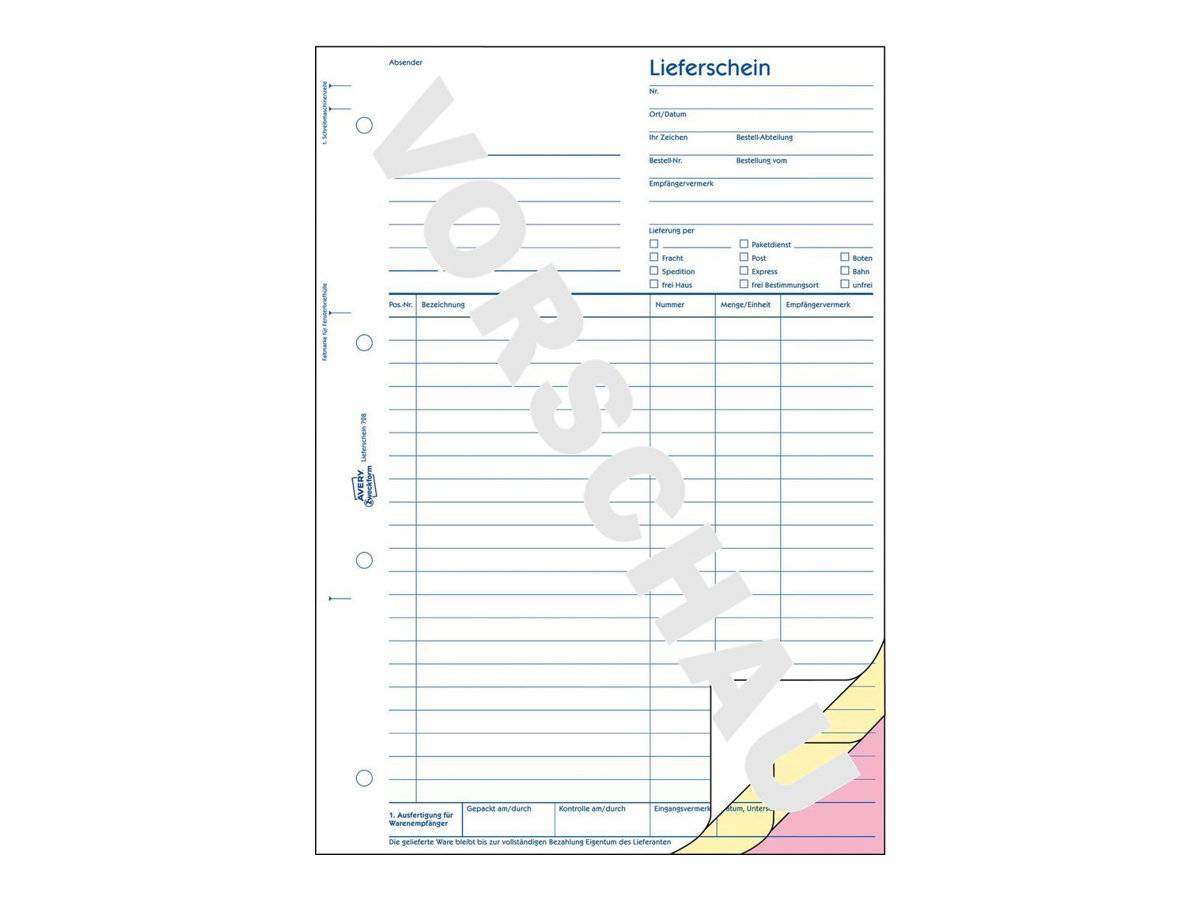 Avery Zweckform - Lieferliste - 50 Blatt - A4-2
