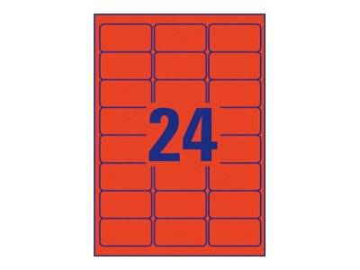AVERY ZWECKFORM - Avery L6034 - Permanenter Klebstoff - Rot - 63.5 x 33.9 mm 480 Etikett(en) (20 Bogen x 24)-1