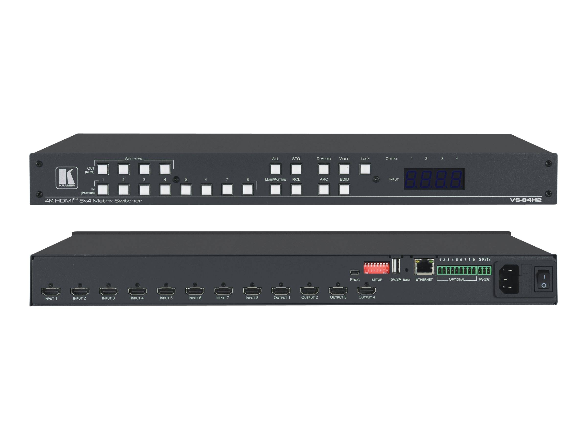 KRAMER VS-84H2 - 8x4 4K UHD HDR HDMI Matrix-Switcher (4K@60Hz | 4:4:4 | 19“ Rackformat | HDCP 2.2 | RS-232)-1