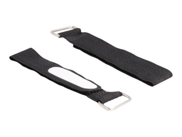 Delock - Kabelbinder - Klettverschluss, mit Schlaufe und Beschriftungsfeld - 20.3 cm - Schwarz (Packung mit 5)