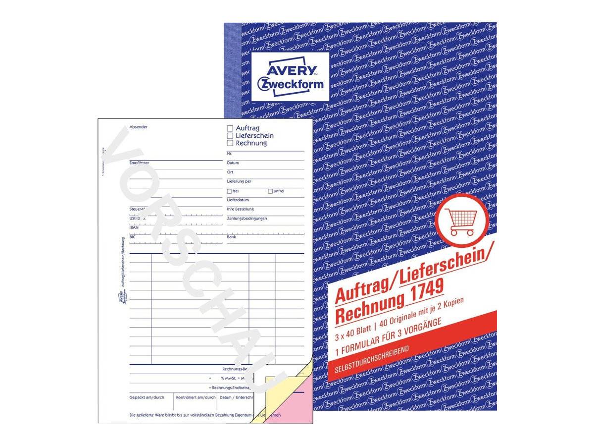 Avery Zweckform - Formular für Bestellung/Lieferung/Rechnung