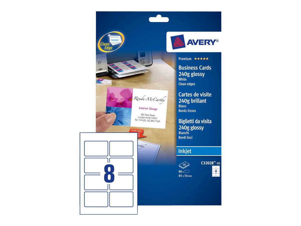 AVERY ZWECKFORM - Avery Quick&Clean - Glänzend - weiß - 220 g/m²-0