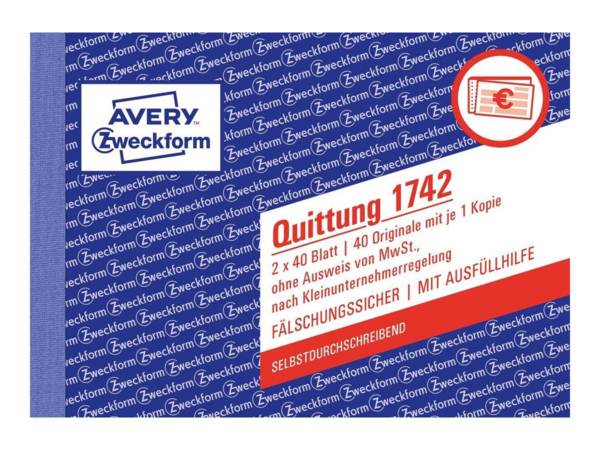 Avery Zweckform - Quittung ohne MwSt. für Kleinunternehmer