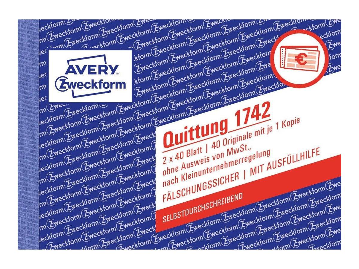 Avery Zweckform - Quittung ohne MwSt. für Kleinunternehmer-0