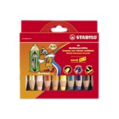STABILO woody 3 in 1 - Farbstift - für Glas, Leder, Metall - gemischte Farben - 10 mm - 10 Stücke (Packung mit 5)-0