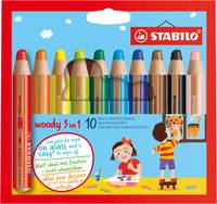 STABILO woody 3 in 1 - Farbstift - für Glas, Leder, Metall - gemischte Farben - 10 mm - 10 Stücke (Packung mit 5)-1