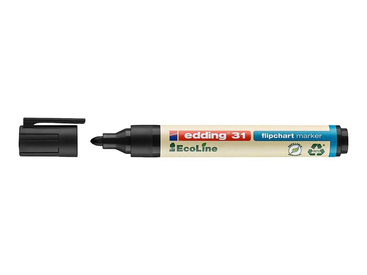 edding EcoLine 31 - Marker - für Flipchart - Schwarz, Rot, Blau, Grün - wasserbasierte Tinte - 1.5-3 mm (Packung mit 4)-0