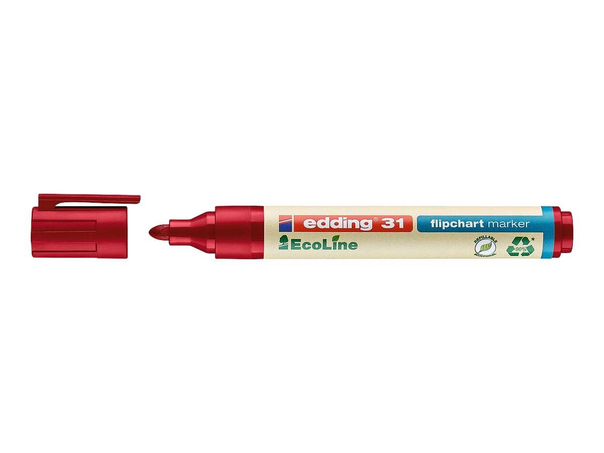 edding EcoLine 31 - Marker - für Flipchart - Schwarz, Rot, Blau, Grün - wasserbasierte Tinte - 1.5-3 mm (Packung mit 4)-1
