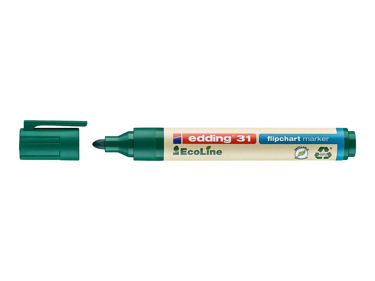 edding EcoLine 31 - Marker - für Flipchart - Schwarz, Rot, Blau, Grün - wasserbasierte Tinte - 1.5-3 mm (Packung mit 4)-3