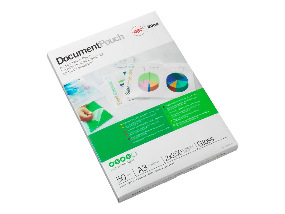 GBC Document Laminating Pouch - 250 Mikrometer - 50er-Pack - glänzend - A3 (297 x 420 mm)-1