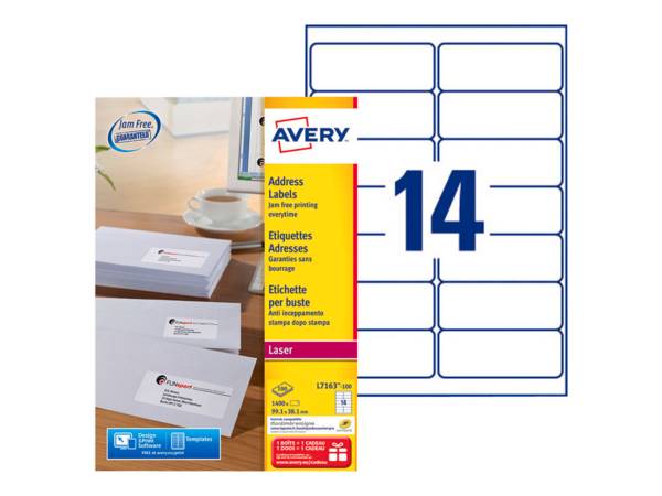 AVERY ZWECKFORM - Avery - Weiß - 99.1 x 38.1 mm 1400 Etikett(en) (100 Bogen x 14)