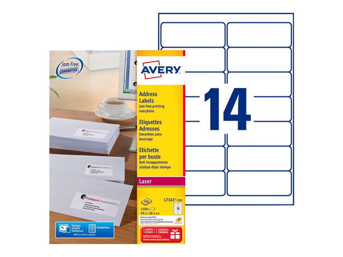 AVERY ZWECKFORM - Avery - Weiß - 99.1 x 38.1 mm 1400 Etikett(en) (100 Bogen x 14)-0