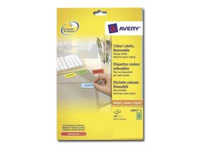 AVERY ZWECKFORM - Avery L6033 - Entfernbarer Klebstoff - grün - 63.5 x 33.9 mm 480 Etikett(en) (20 Bogen x 24)-1