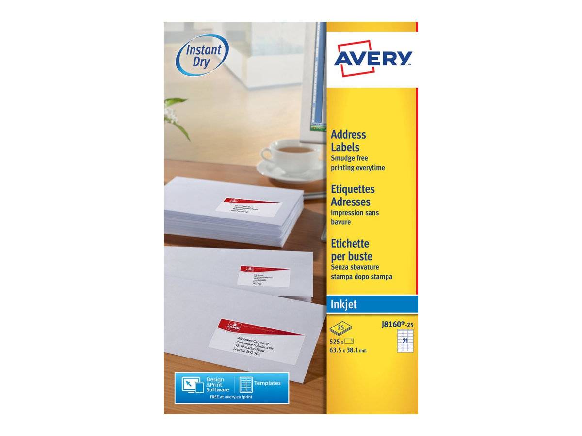 AVERY ZWECKFORM - Avery - Weiß - 63.5 x 38.1 mm 525 Etikett(en) (25 Bogen x 21)