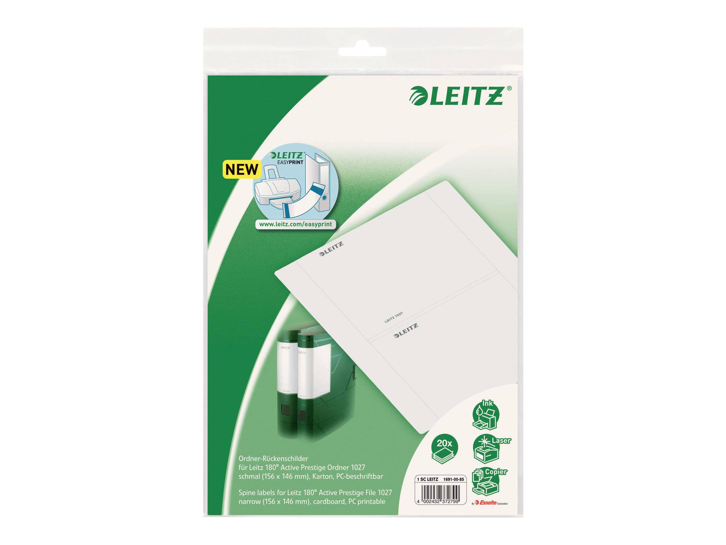 ESSELTE LEITZ - Leitz - Ordneretiketten - Grau (Packung mit 20)-1