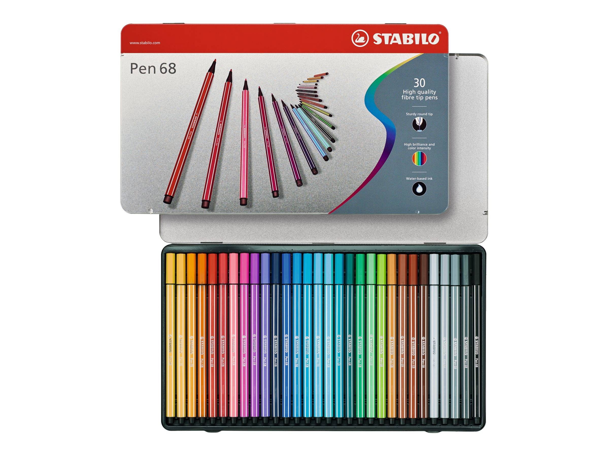STABILO Pen 68 - Filzstift - gemischte Farben - wasserbasierte Tinte - 1 mm - Mittel (Packung mit 30)-0