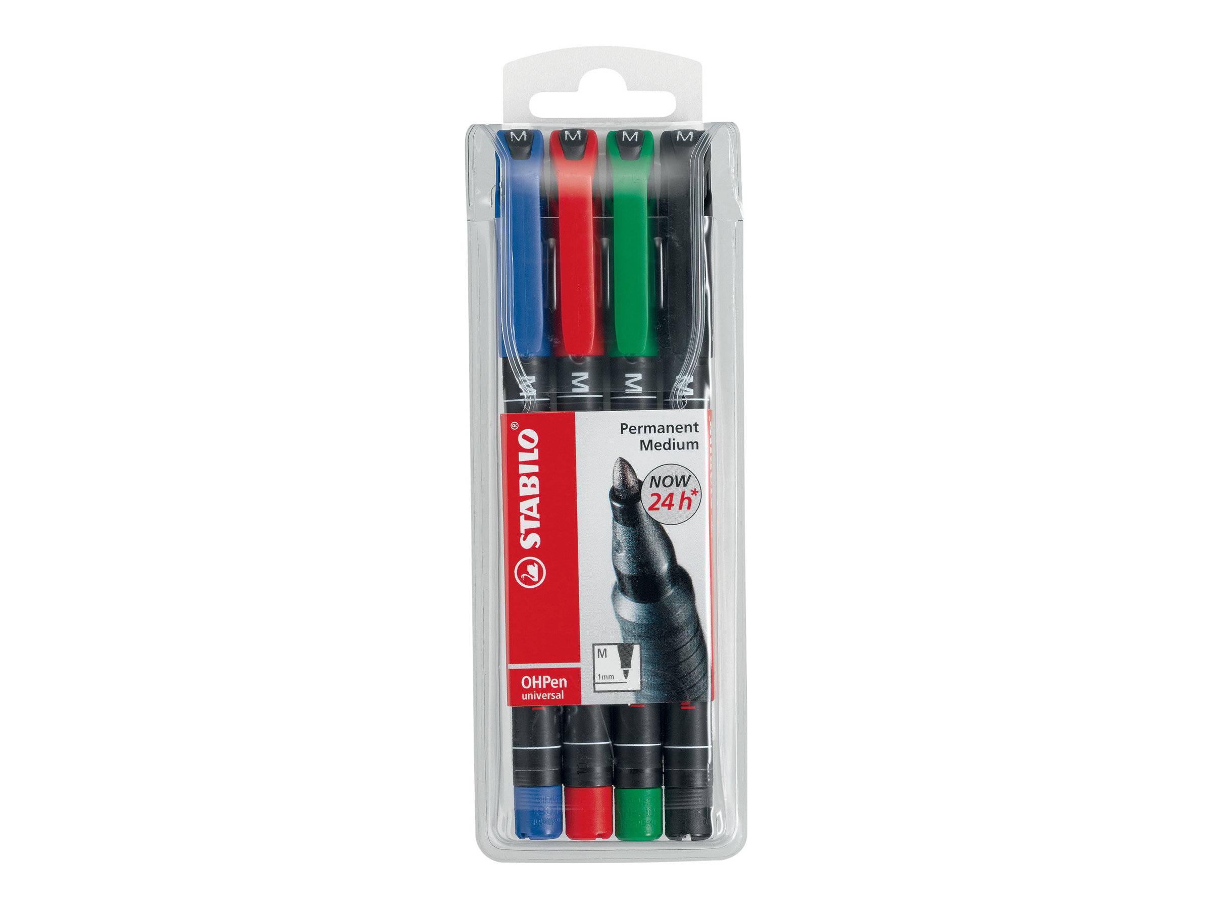 STABILO OHPen universal - Fineliner - permanent - für Overhead-Projektor-Folien - Schwarz, Rot, Blau, Grün - 1 mm - Mitt-0