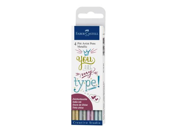 Faber-Castell PITT Artist Pen - Filzstift - permanent - für dunkles Papier - metallisch gold, metallisch blau, metallisc