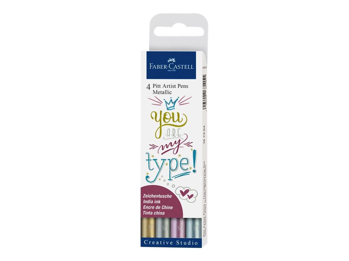 Faber-Castell PITT Artist Pen - Filzstift - permanent - für dunkles Papier - metallisch gold, metallisch blau, metallisc-0