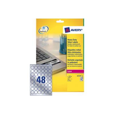 AVERY ZWECKFORM - Avery Heavy Duty Laser Labels - Polyester - permanent selbstklebend - Silber - 30 mm rund 960 Etikett(-0
