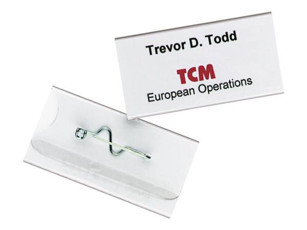 DURABLE - Namensschild - für 30 x 60 mm - Nadel - durchsichtig (Packung mit 100)
