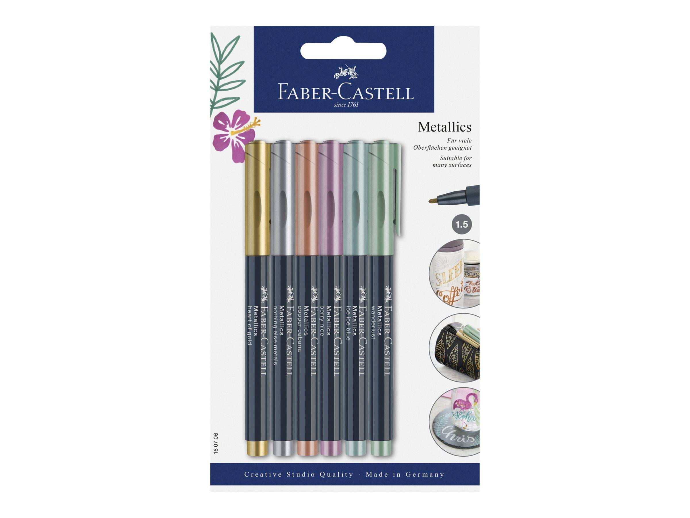 Faber-Castell Metallics - Marker - heart of gold, nothing else metals, copper cabana, berry nice, ice ice blue, wanderlu-0