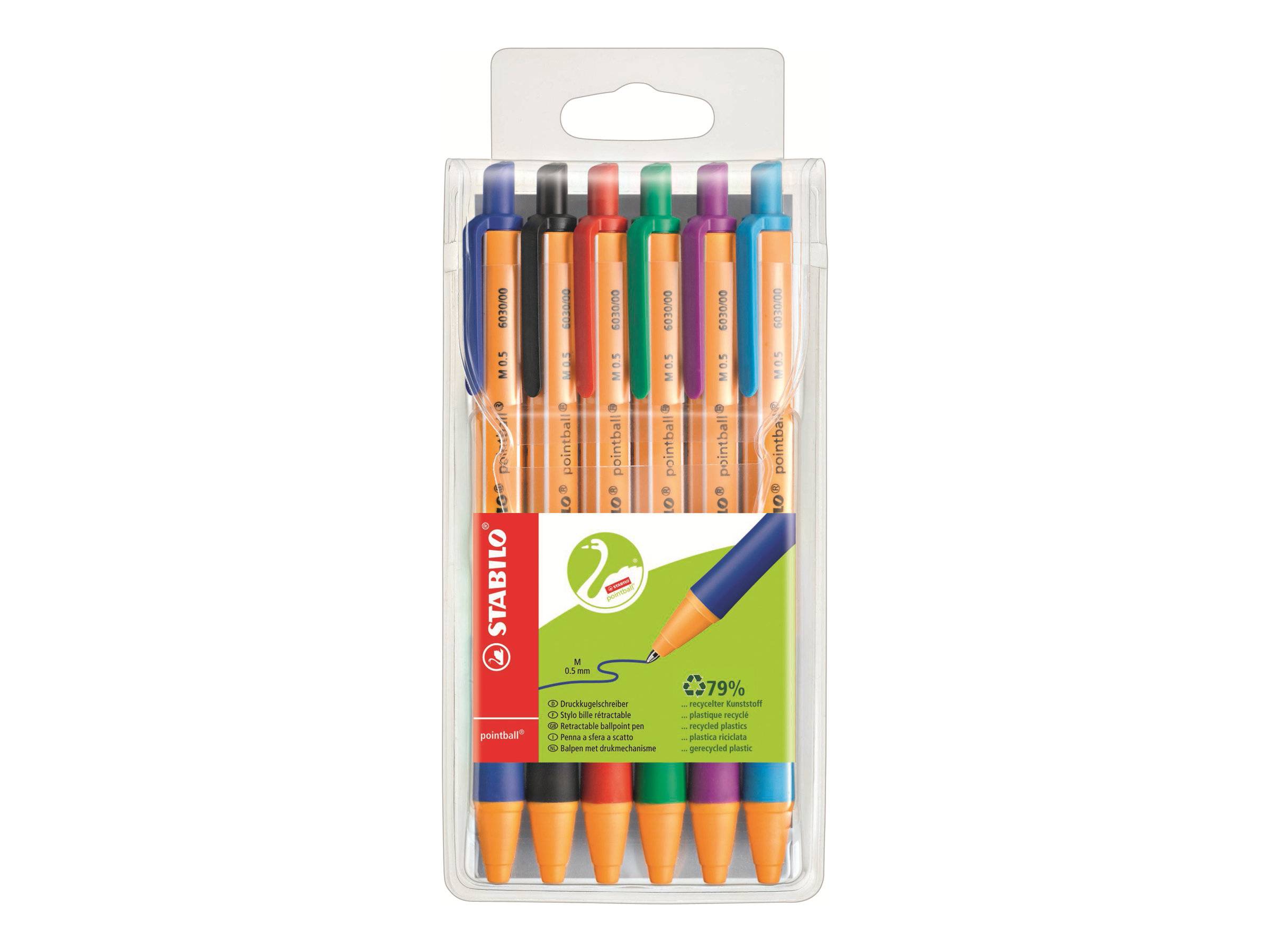 STABILO pointball - Kugelschreiber - Schwarz, Rot, Blau, Grün, Türkis, fliederfarben  - 0.5 mm - Mittel - verstellbar (P-0